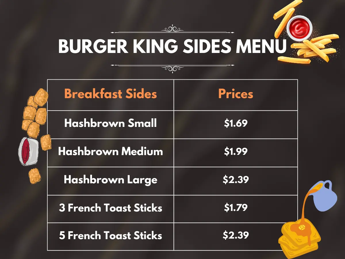 Burger King Breakfast Sides Menu
